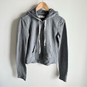 hollister grey cropped zipup